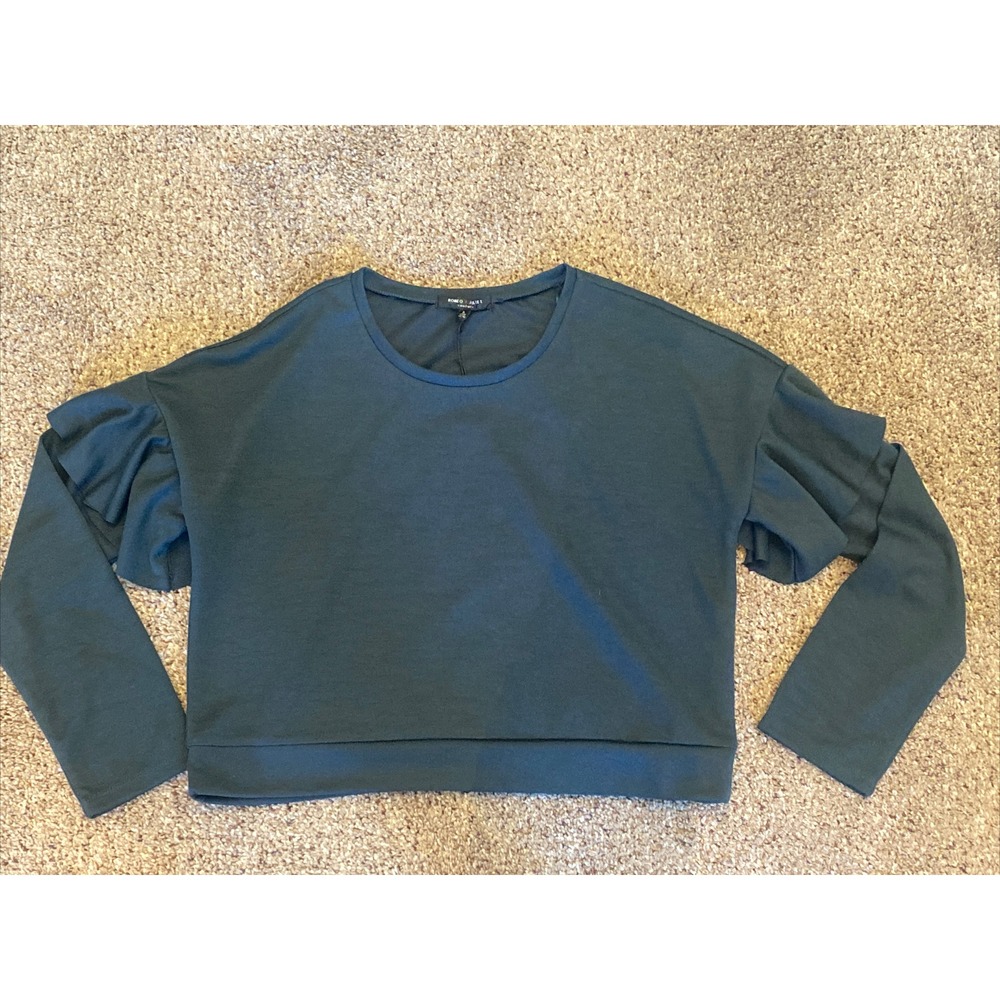 Nwt Romeo & Juliet Couture Cropped Sweatshirt Sweater Size Large Hunter Green